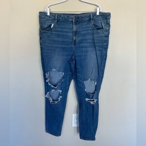 Womens American Eagle Dream Curvy Hi-Rise Jegging Destroy Denim Jeans 24 (1574)